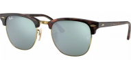 Ray-Ban Clubmaster RB3016 114530 Sunglasses - Sand Havana/Arista Frame, Green Lenses - 51mm - Authentic