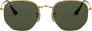 Ray-Ban RB3548N Hexagonal Flat Sunglasses - Gold Frame, Green Classic Lens - 54mm - Authentic